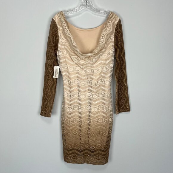 Honey and Rosie Juniors Glittery Chevron Stripe Lace Dress Brown Ombre size L - Picture 4 of 11